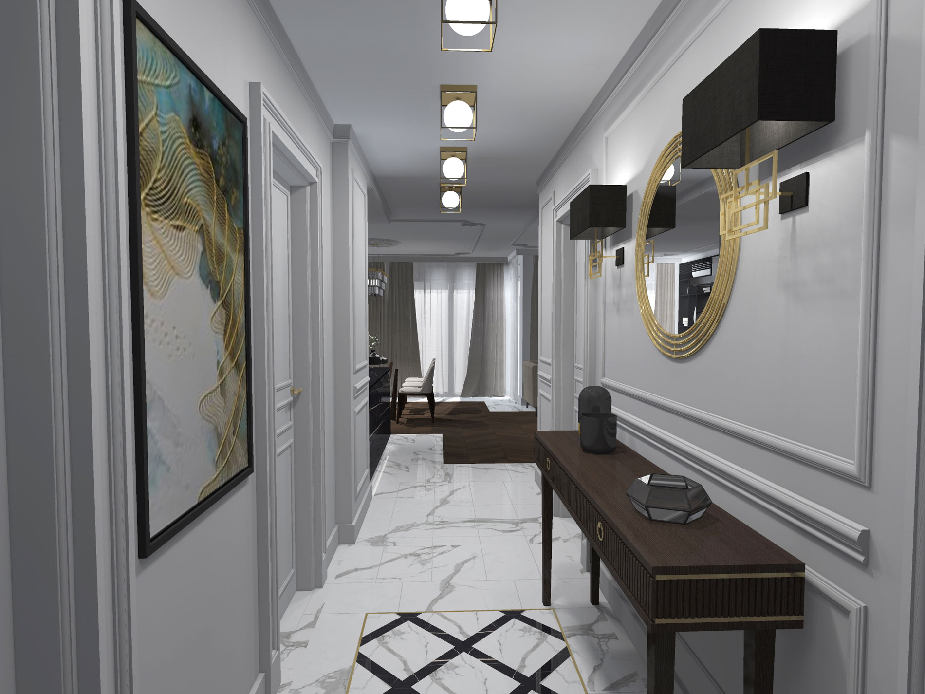 Interior design of the apartment in residential building