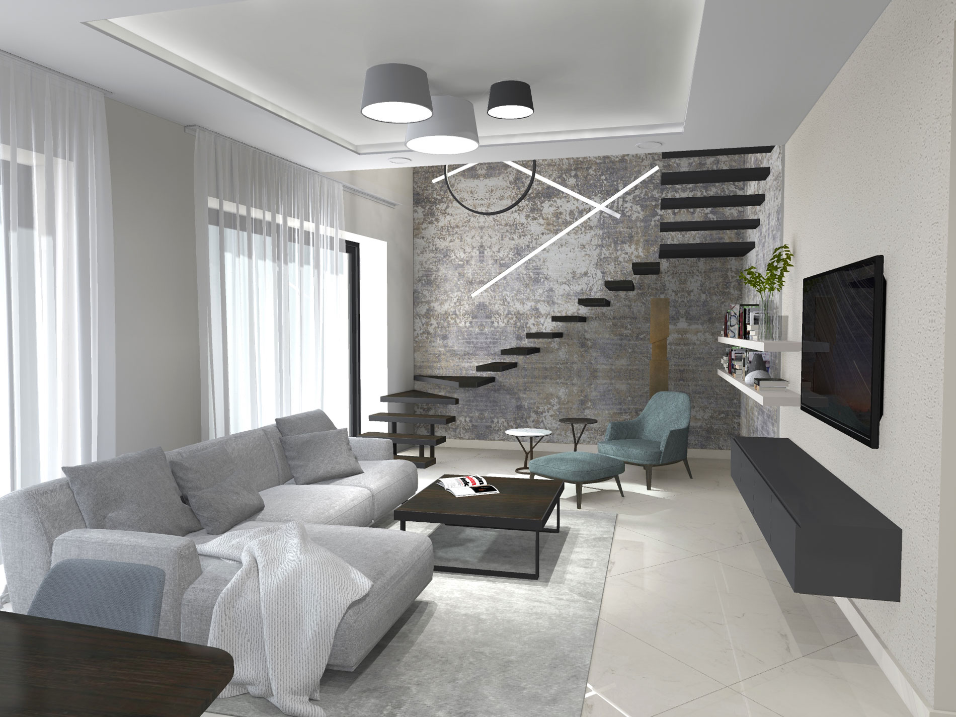 Total design of the two-floor apartment